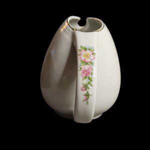 Vtg Hall's Superior Quality Kitchenware Rose White Ceramic Pticher #658 7" Tall